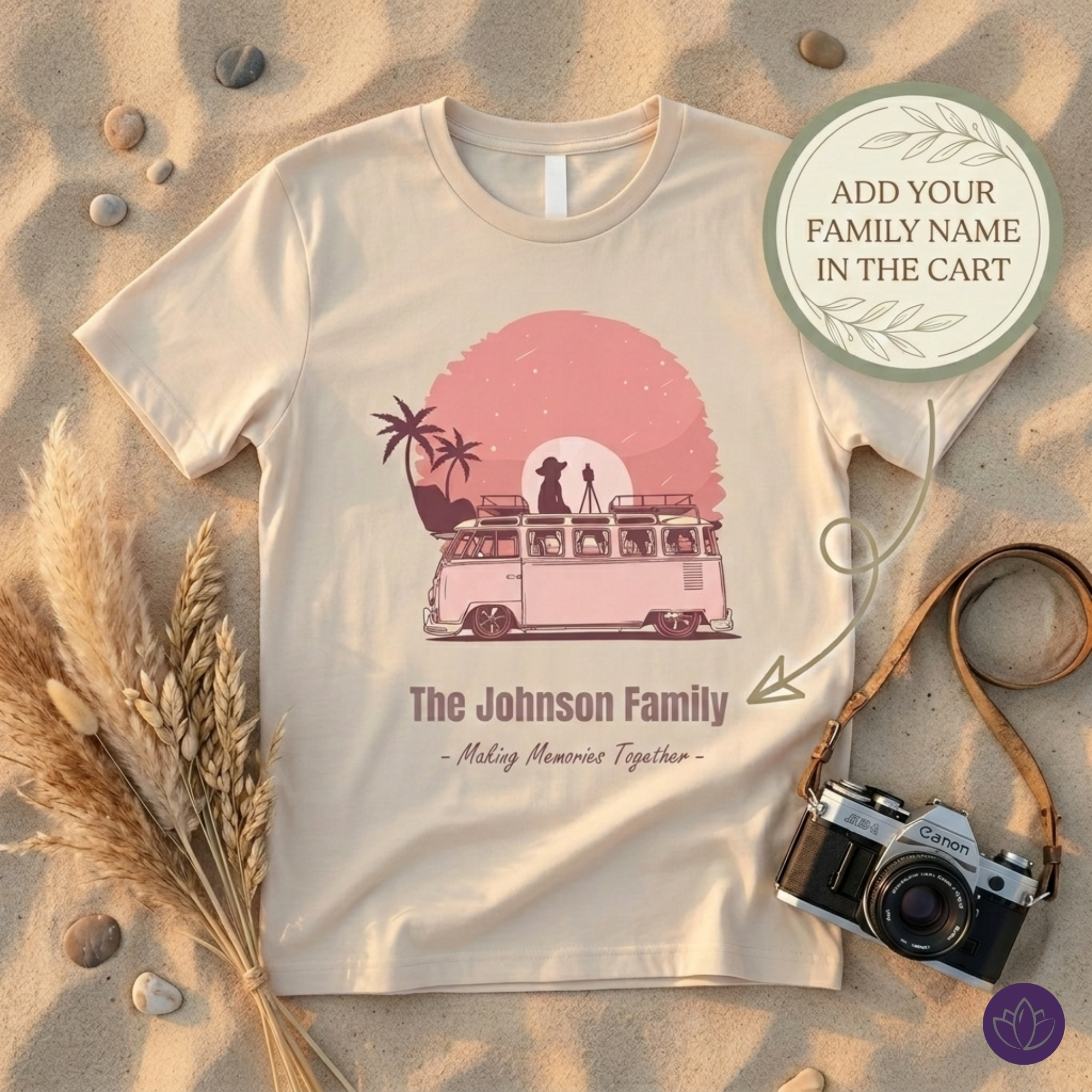 Personalized Family Road Trip T-Shirt – Custom Last Name Sunset Camper