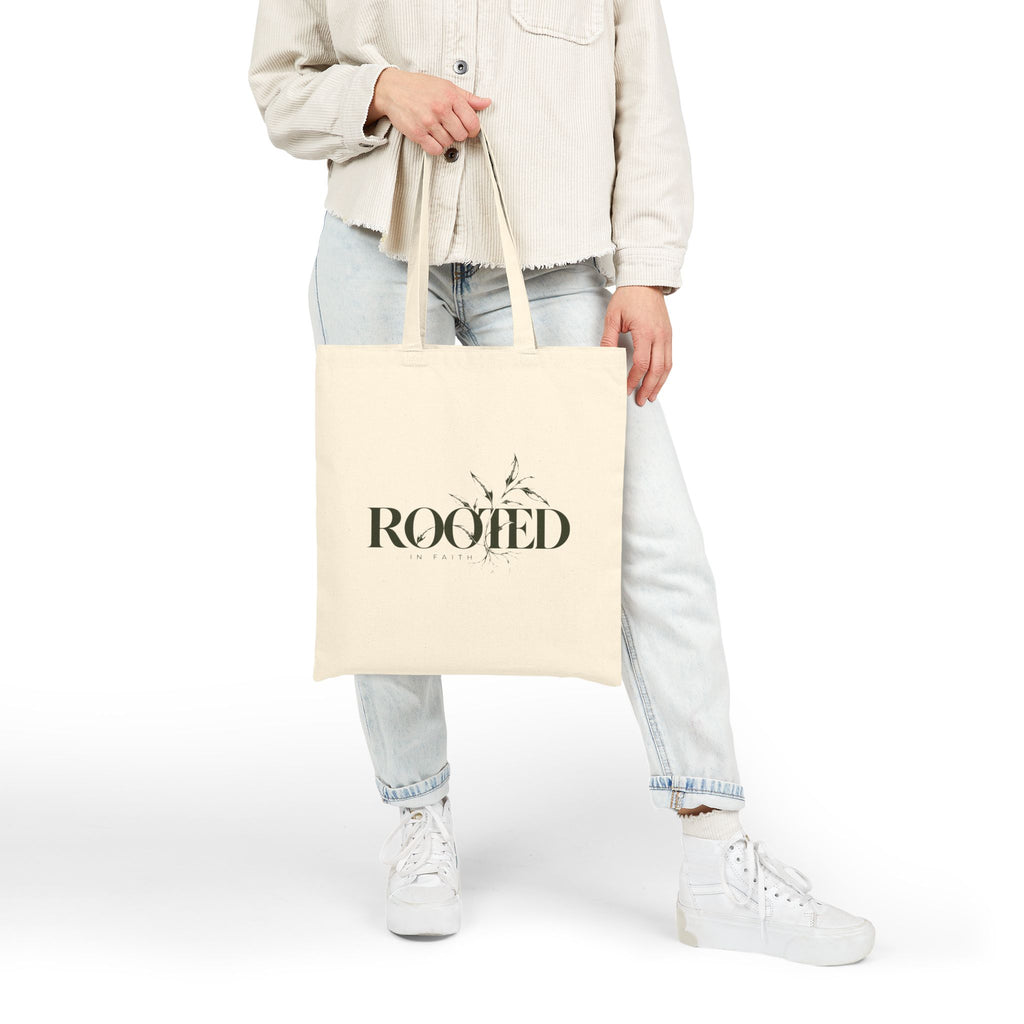 ROOTED Cotton Canvas Tote Bag – Minimalist Inspirational Everyday Bag