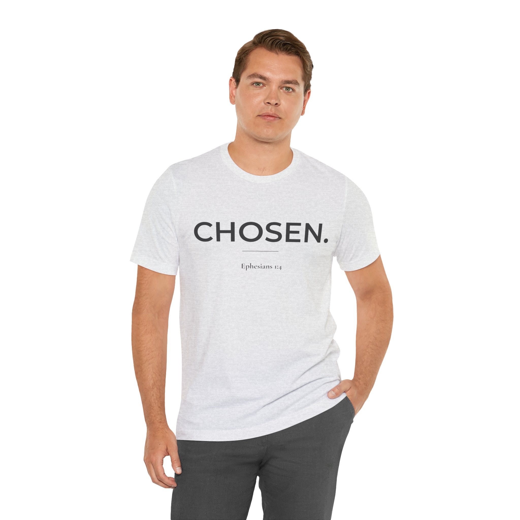 Chosen Christian T-Shirt | Minimalist Bible Verse Tee | Ephesians 1:4 Faith Shirt | Inspirational Christian Gift