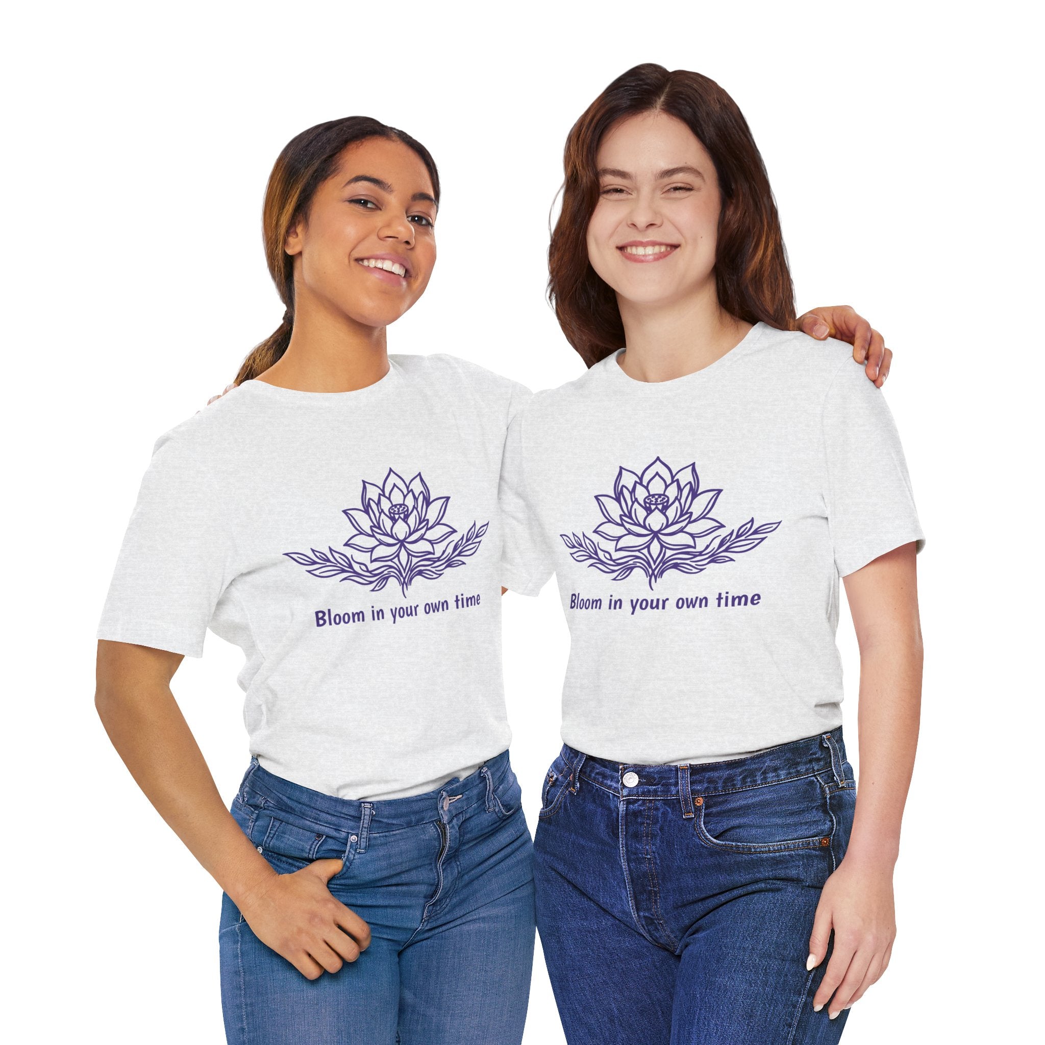 Minimalist Lotus T-Shirt — “Bloom in Your Own Time” Spiritual Growth Tee
