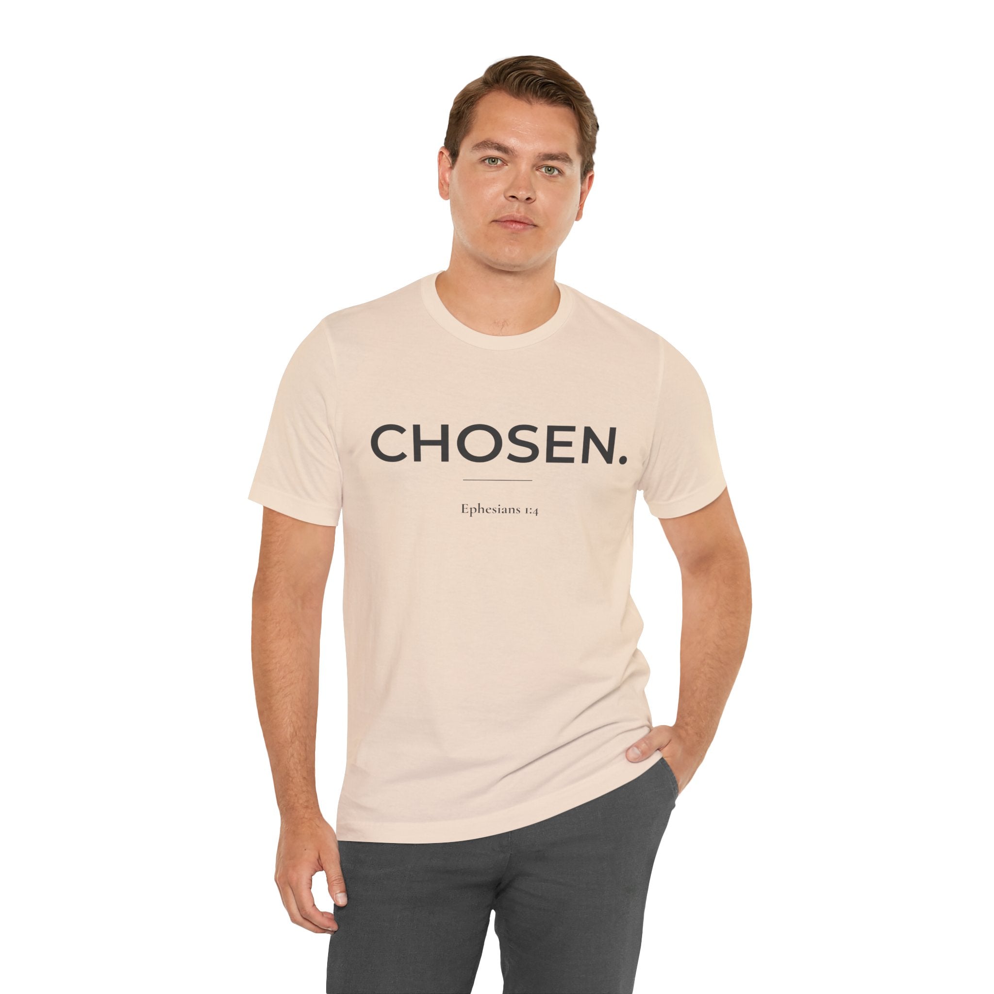 Chosen Christian T-Shirt | Minimalist Bible Verse Tee | Ephesians 1:4 Faith Shirt | Inspirational Christian Gift