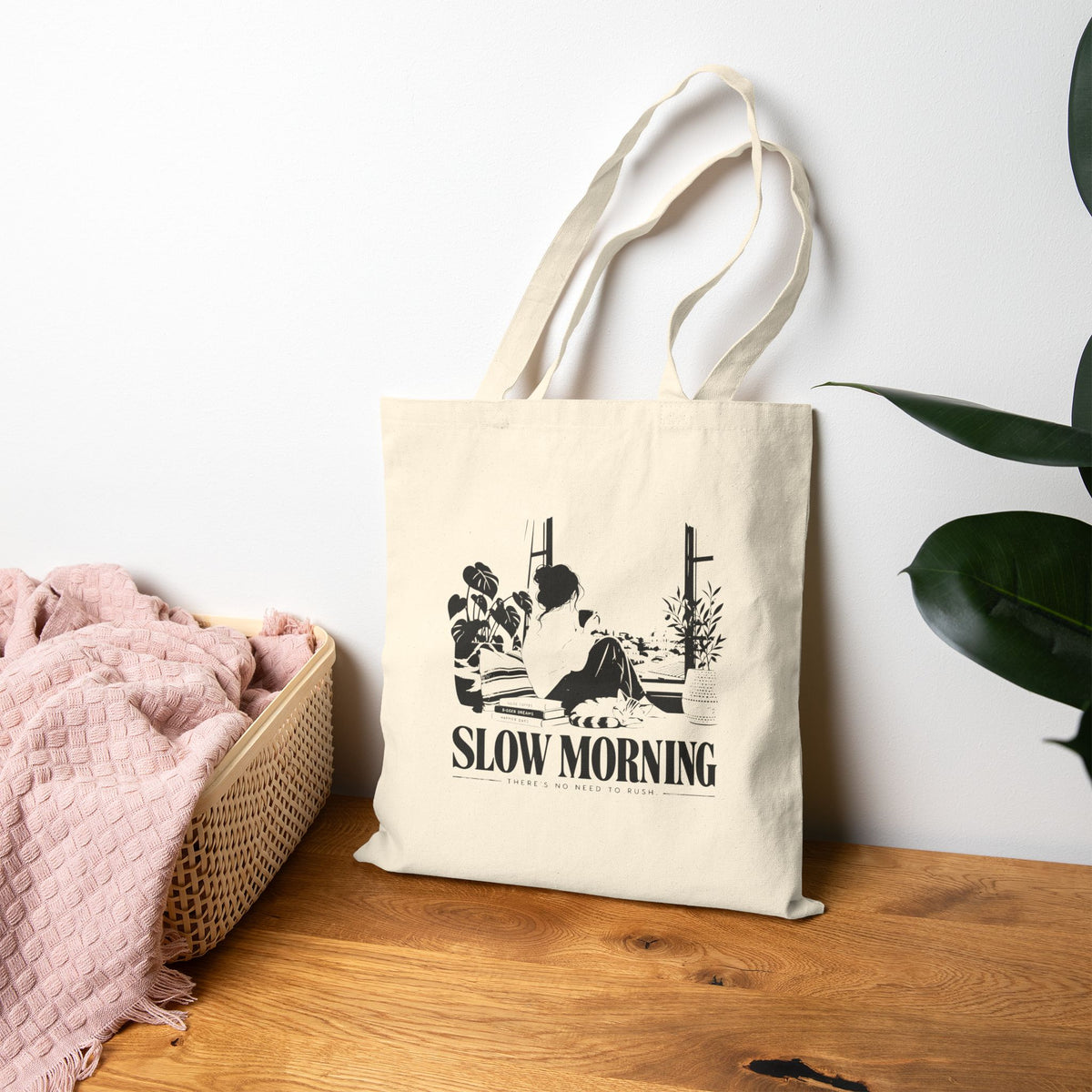 SLOW MORNING Minimalist Cotton Canvas Tote Bag – Everyday Bag