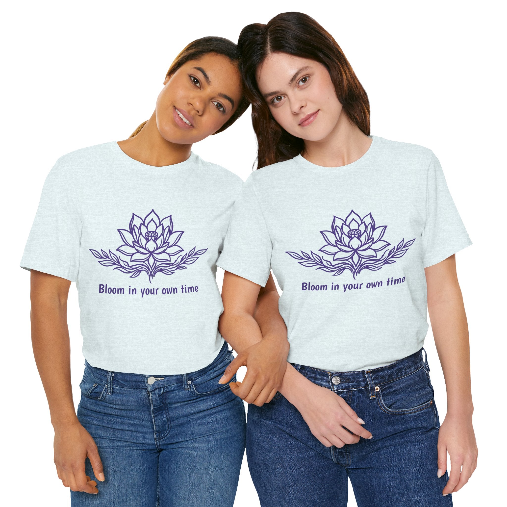 Minimalist Lotus T-Shirt — “Bloom in Your Own Time” Spiritual Growth Tee