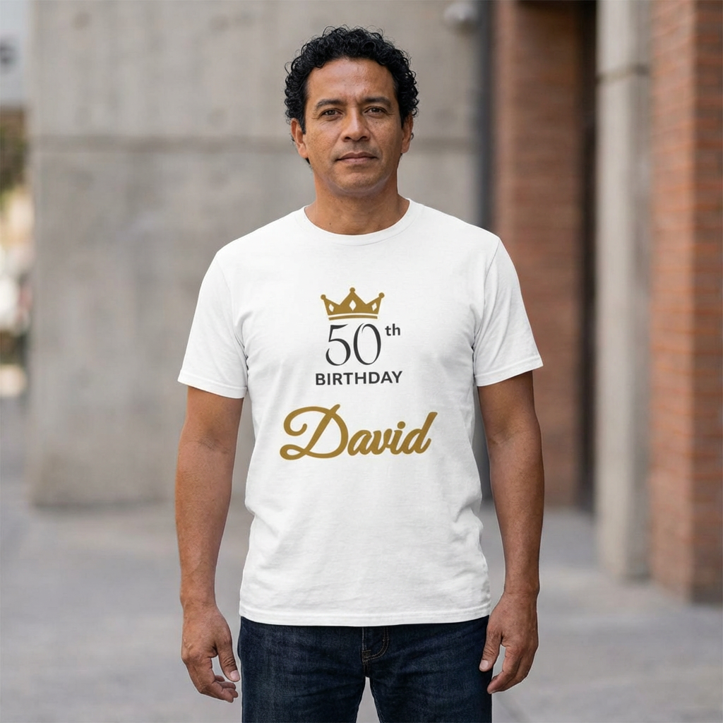 50th Birthday T-Shirt — Personalized Name Crown Tee | Custom Birthday King Shirt