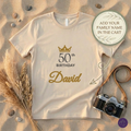 50th Birthday T-Shirt — Personalized Name Crown Tee | Custom Birthday King Shirt