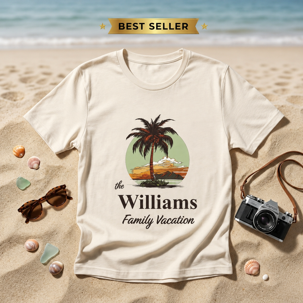 Personalized Family Vacation T-Shirt – Custom Last Name Travel Tee, Matching Family Trip Shirt