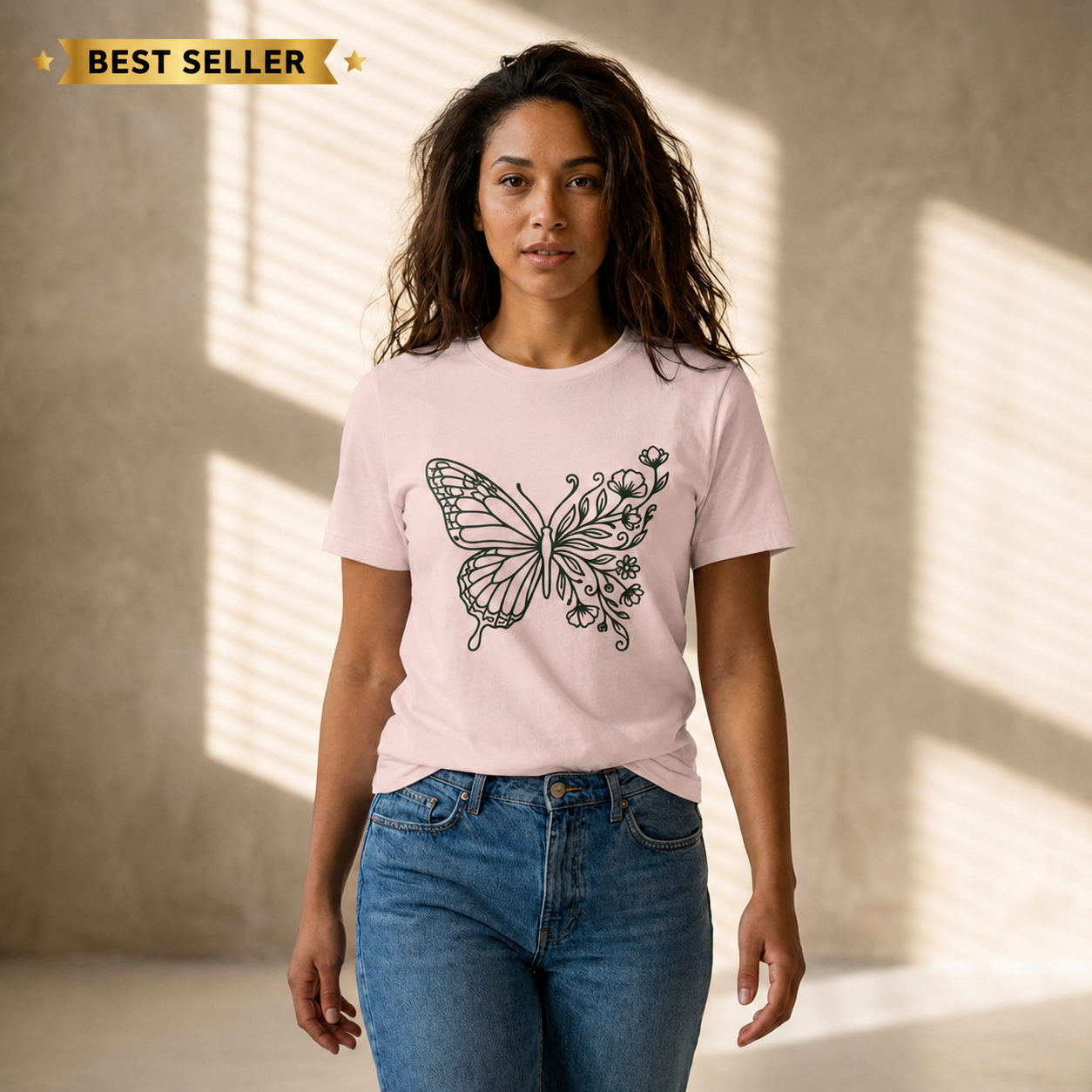 Minimalist Butterfly T-Shirt — “Bloom in Your Own Time” Inspirational Tee