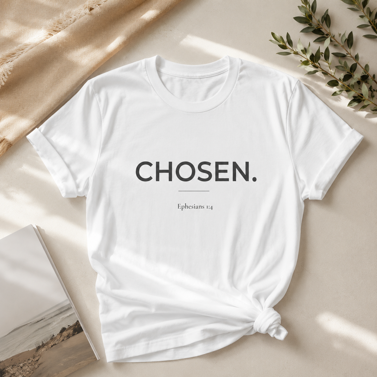 Chosen Christian T-Shirt | Minimalist Bible Verse Tee | Ephesians 1:4 Faith Shirt | Inspirational Christian Gift