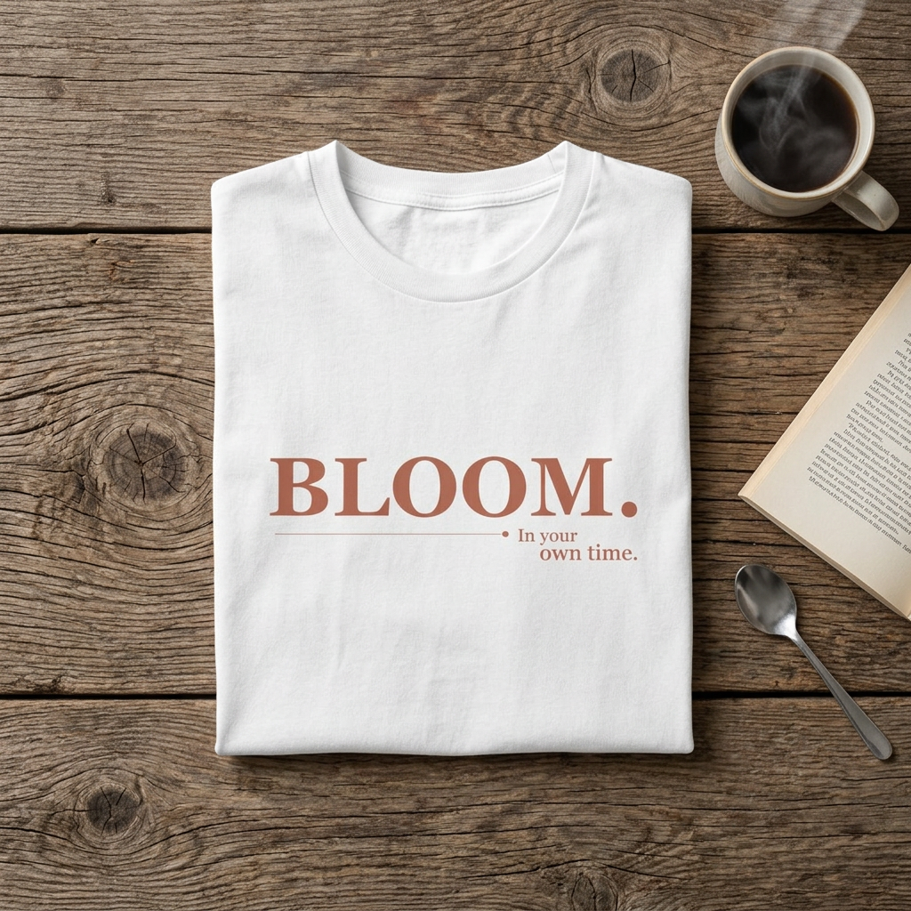 Bloom. Inspirational Tee — "Bloom in Your Own Time" Casual Motivational Shirt