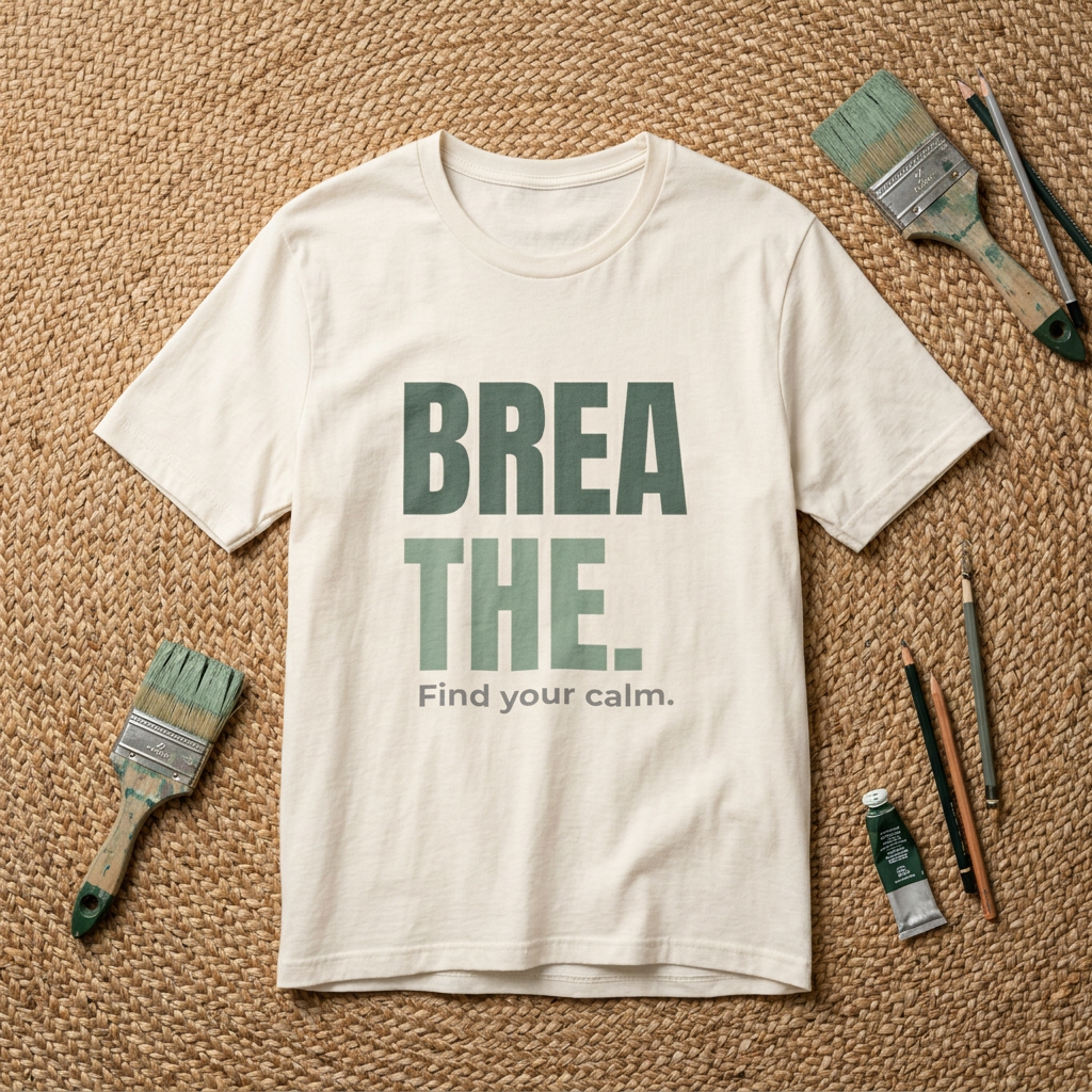 Breathe Tee — "Find Your Calm" Relaxation Graphic T-Shirt