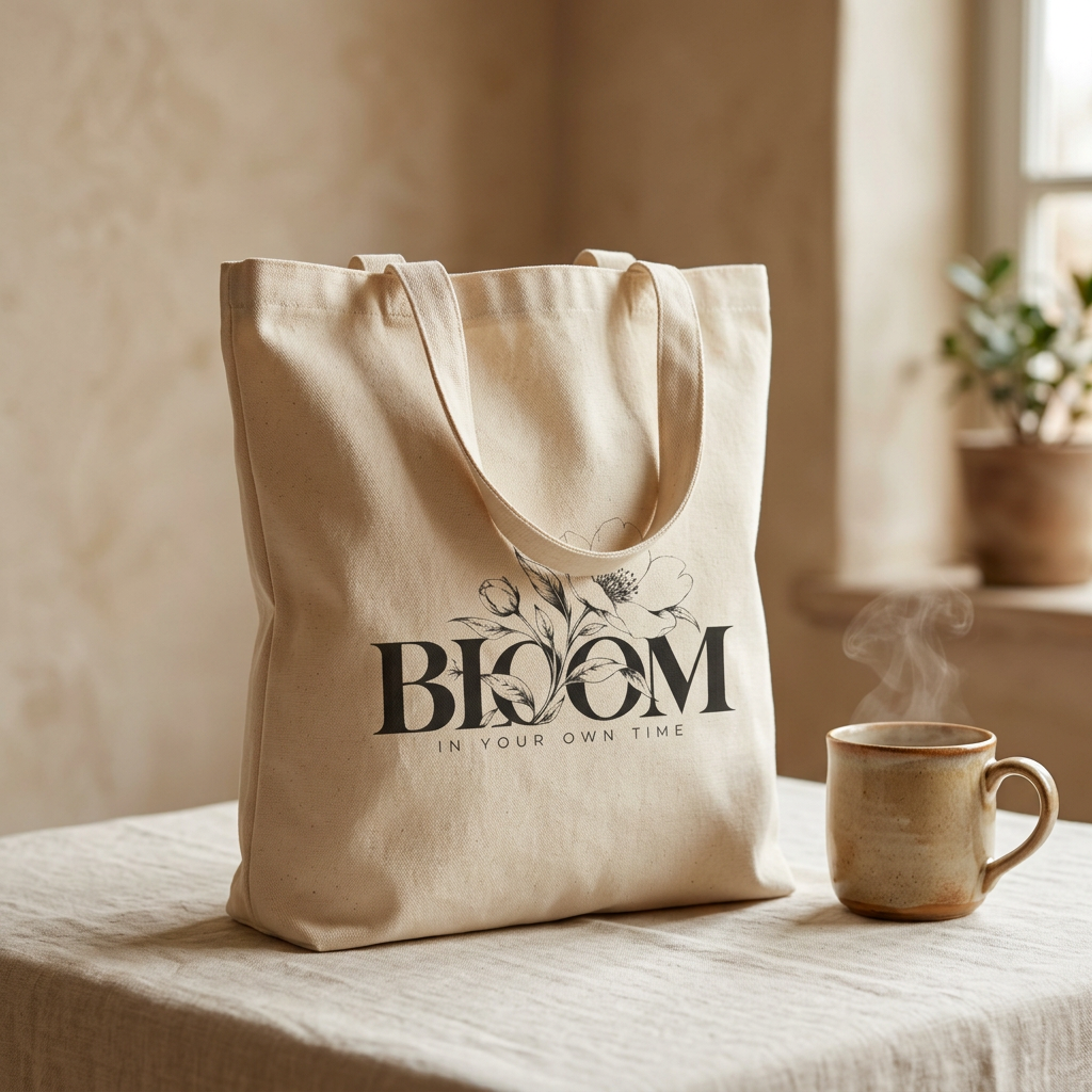 BLOOM Cotton Canvas Tote Bag – Inspirational Everyday Bag