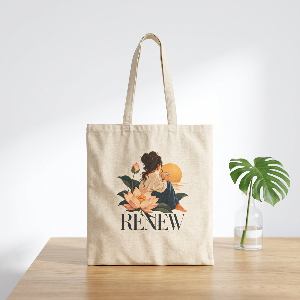 RENEW Lotus Tote Bag | Meaningful Canvas Bag | Inspirational Everyday Tote