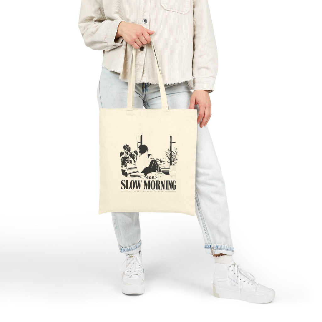 SLOW MORNING Minimalist Cotton Canvas Tote Bag – Everyday Bag