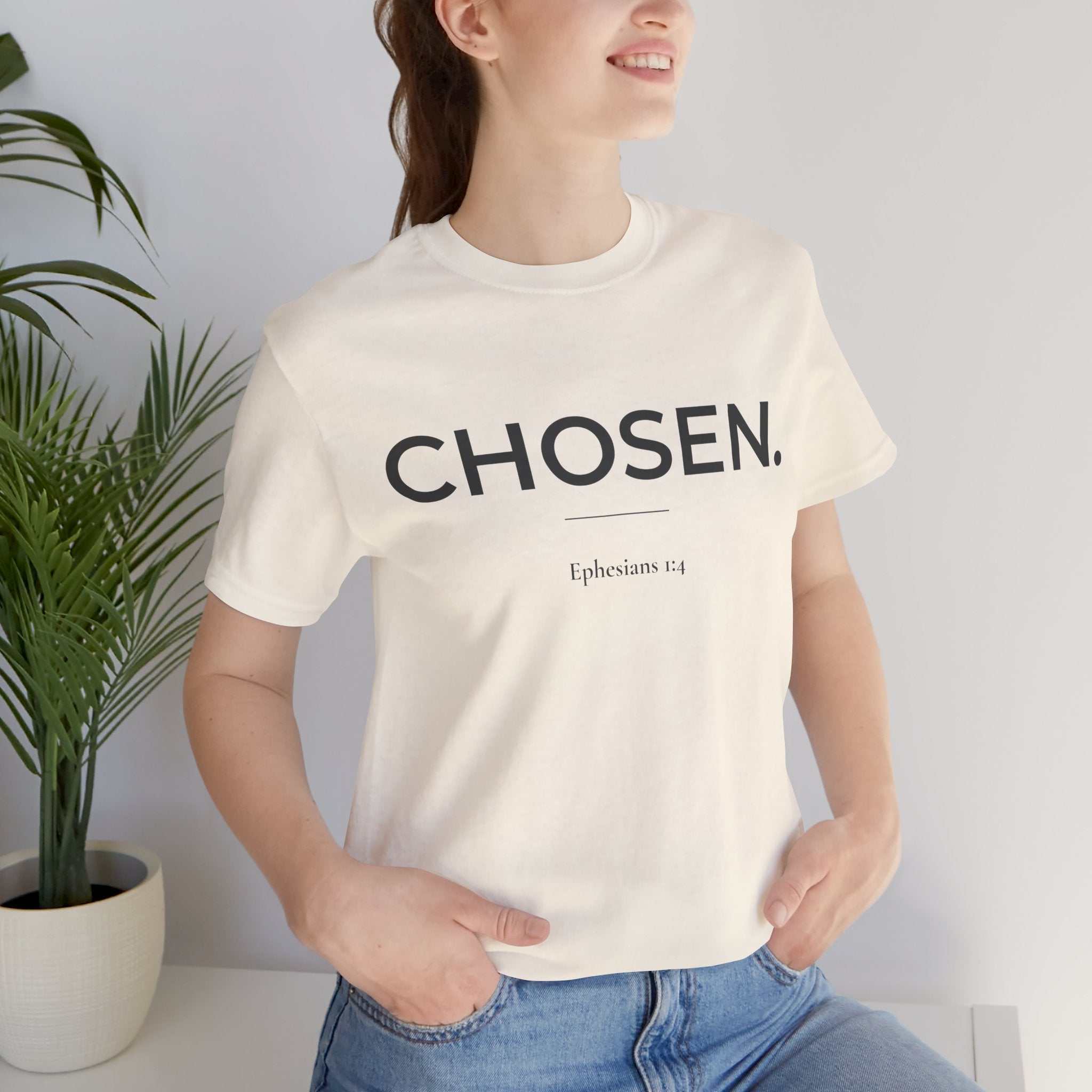 Chosen Christian T-Shirt | Minimalist Bible Verse Tee | Ephesians 1:4 Faith Shirt | Inspirational Christian Gift