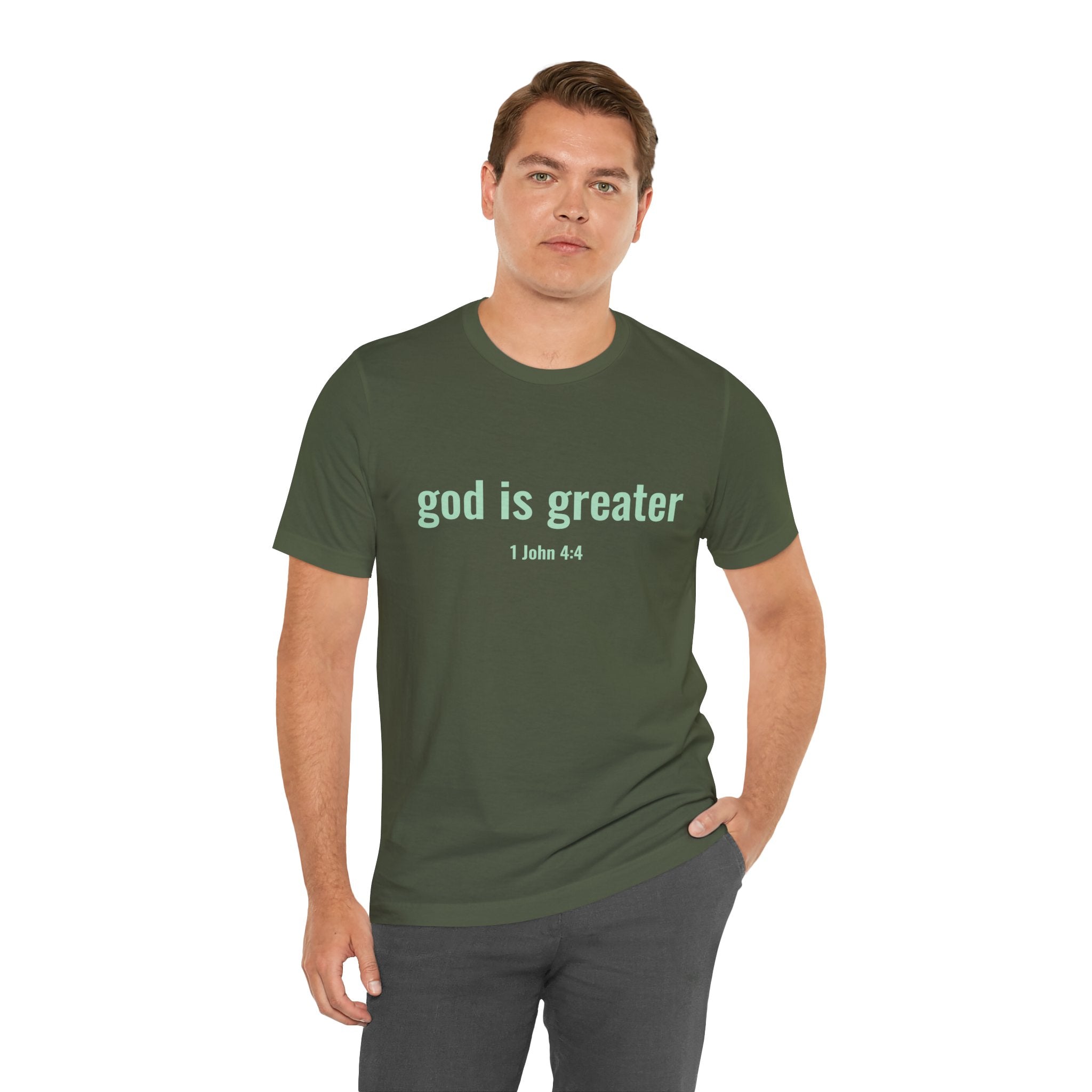 God Is Greater T-Shirt – Christian Faith Tee | 1 John 4:4 Inspirational Shirt