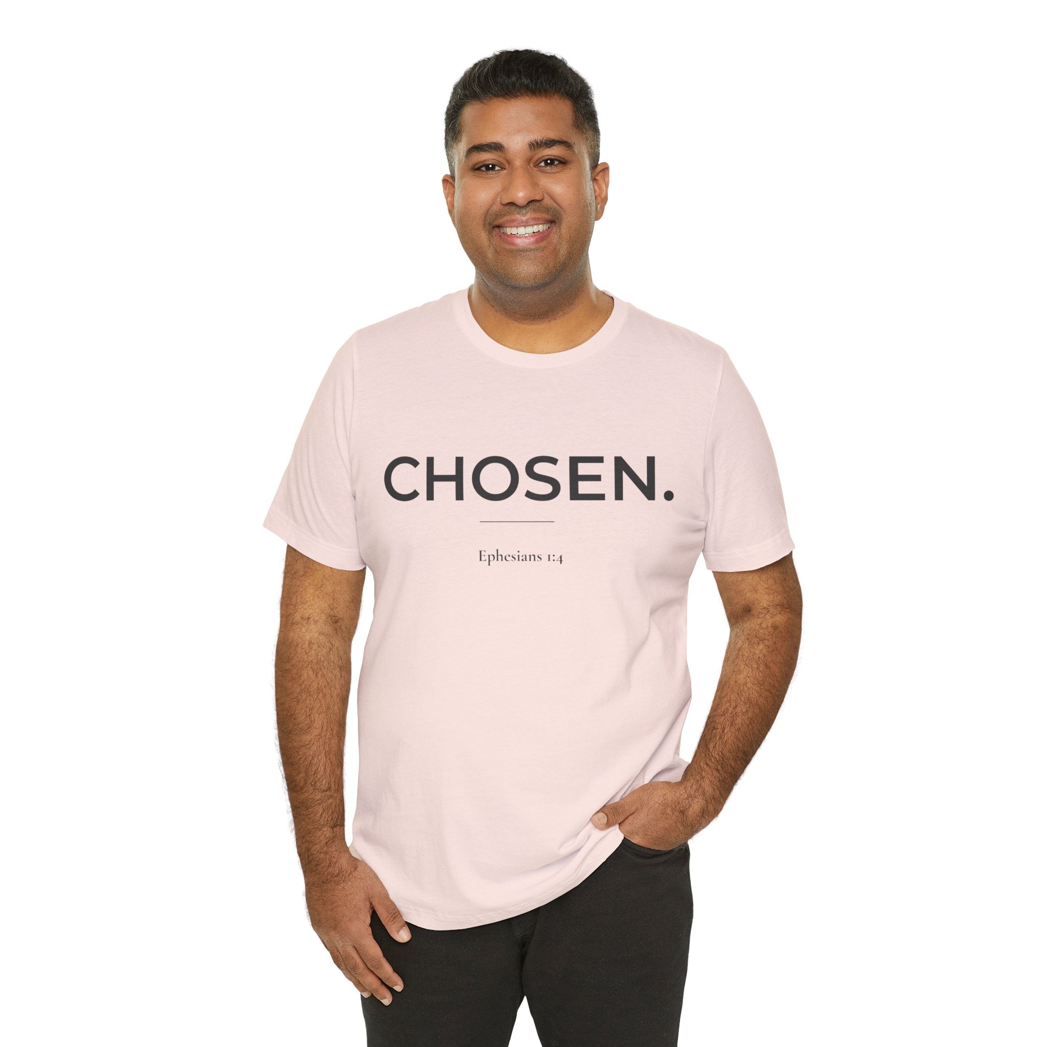 Chosen Christian T-Shirt | Minimalist Bible Verse Tee | Ephesians 1:4 Faith Shirt | Inspirational Christian Gift