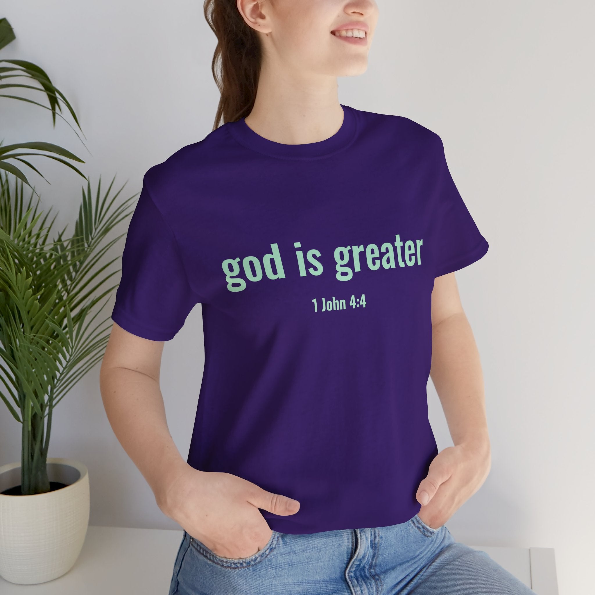 God Is Greater T-Shirt – Christian Faith Tee | 1 John 4:4 Inspirational Shirt