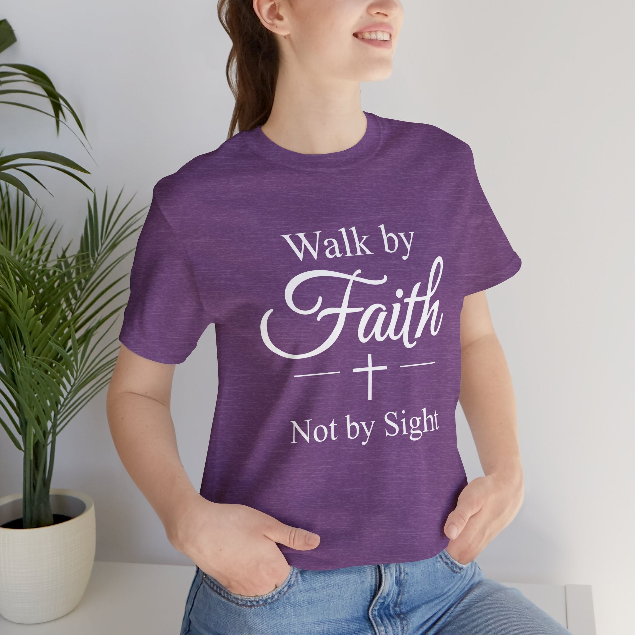 Walk by Faith T-Shirt – Christian Scripture Tee | “Not by Sight” Faith Shirt