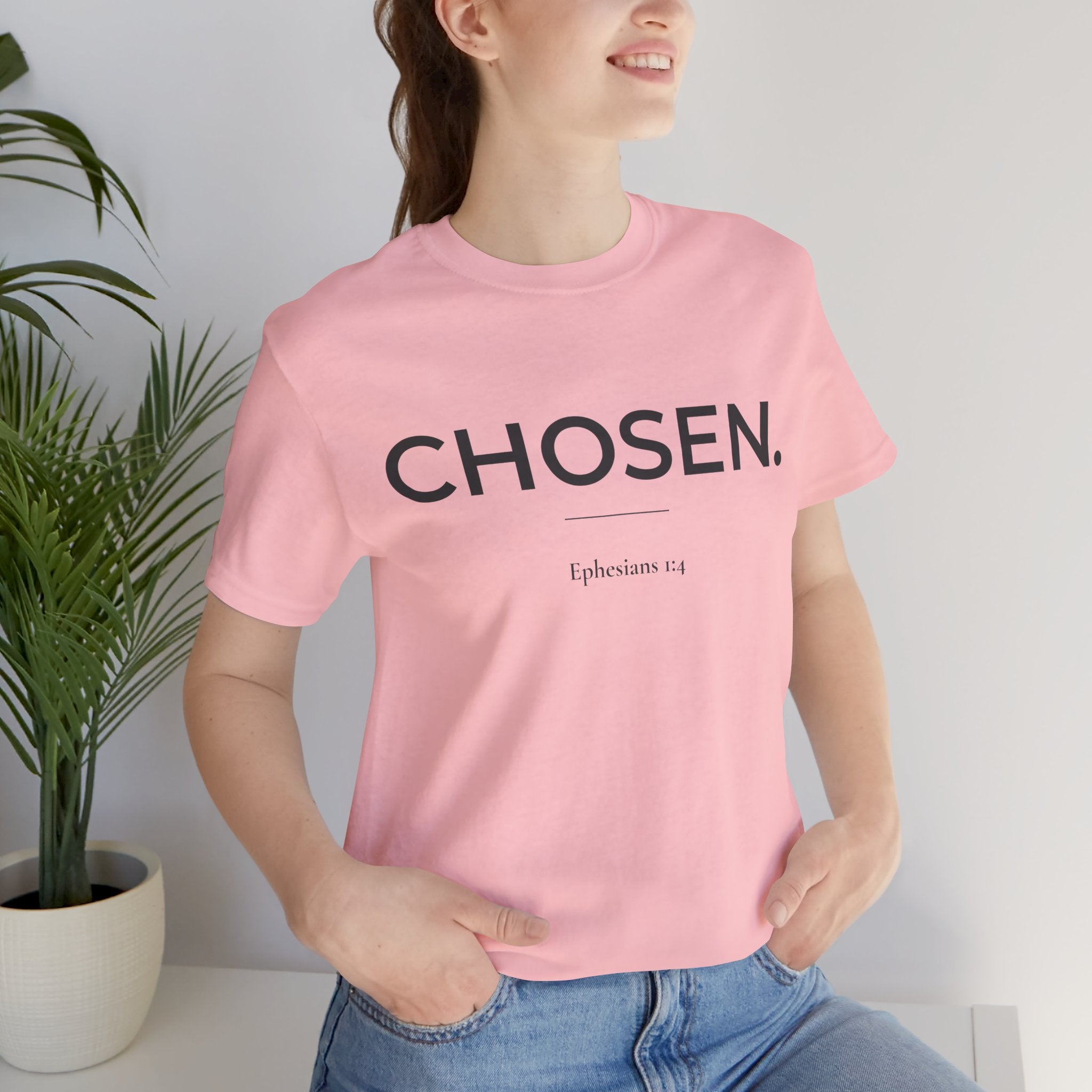 Chosen Christian T-Shirt | Minimalist Bible Verse Tee | Ephesians 1:4 Faith Shirt | Inspirational Christian Gift