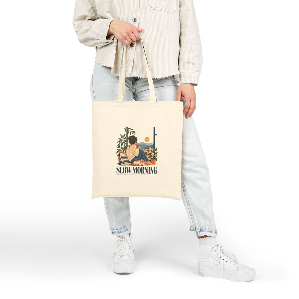 SLOW MORNING Cotton Canvas Tote Bag – Cozy Everyday Bag